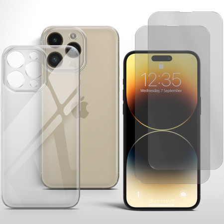 Schutzcase für iPhone 14 Pro Handy Hülle mit Kameraschutz 2x Panzerfolie Glas 9H Zaluxis 8