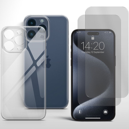 Schutzhülle für iPhone 15 Pro Max Schutz Case mit Kameraschutz 2x Panzerfolie 9H Zaluxis 8