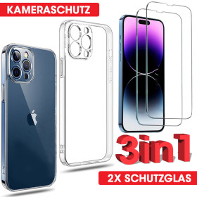 Schutzhülle Klar für iPhone 15 14 13 12 11 Pro X 8 7 Kameraschutz 2x Panzerfolie Zaluxis 4,61 €