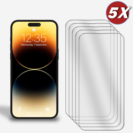 5er-Pack Display Glasfolie für iPhone 14 Pro Panzerfolie 9H Hartglas Schutzglas Zaluxis 8,99 €