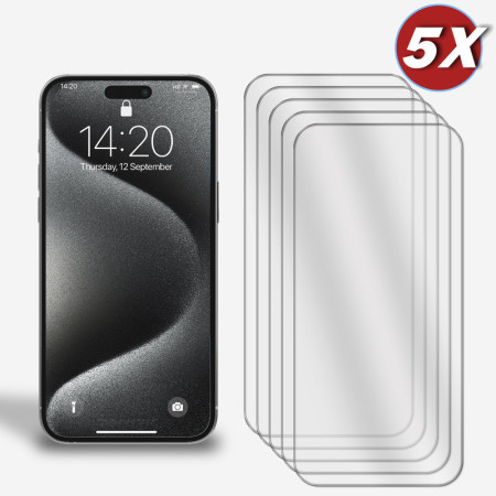 5er-Pack Display Glasfolie für iPhone 15 Pro Max Panzerfolie Hartglas Schutzglas Zaluxis 8,99 €