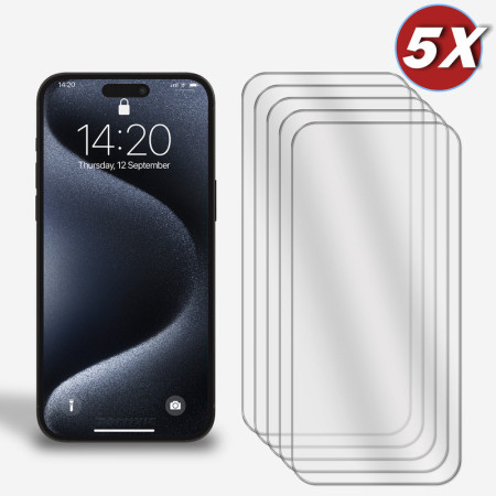 5er-Pack Display Glasfolie für iPhone 15 Pro Panzerfolie 9H Hartglas Schutzglas Zaluxis 8,99 €