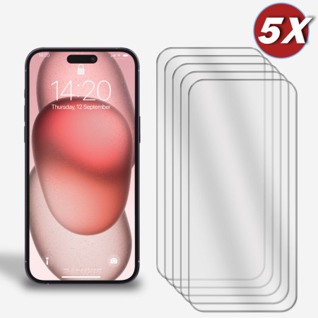 5er-Pack Display Glasfolie für iPhone 15 Panzerfolie 9H Hartglas Schutzglas Zaluxis 8,99 €