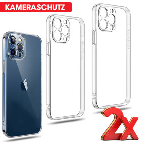 2x Schutzhülle für iPhone 15 14 13 12 11 Pro Max 8 7 Kameraschutz TPU Case Klar Zaluxis 4,99 €