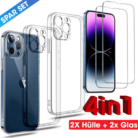 Silikon Hülle für iPhone 15 14 13 12 Pro Max Xs 8 7 Kameraschutz 9H Panzerfolie Zaluxis 2,99 €